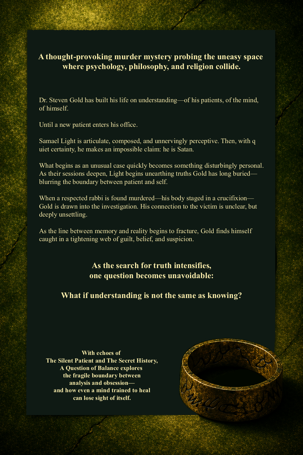 Back cover of the novel A Question of Balance by David S. Sherman